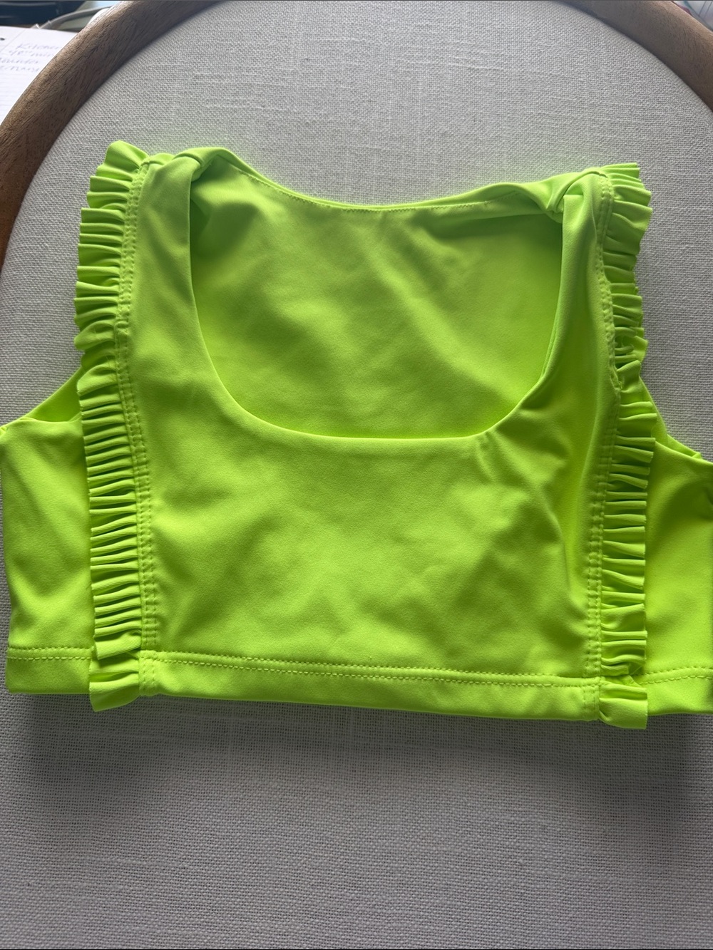 Girls Neon Lime Ruffle Rashguard Top - Picture 2 of 4